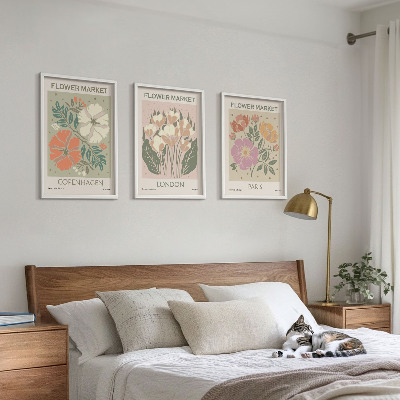 Set di 3 quadri Poster floreali Copenaghen Londra Parigi