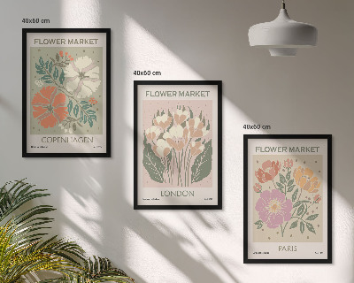 Set di 3 quadri Poster floreali Copenaghen Londra Parigi
