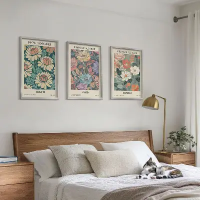 Composizione di quadri con poster floreali di Tokyo, Parigi e Londra