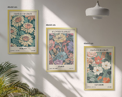 Composizione di quadri Poster floreali Tokyo Parigi Londra