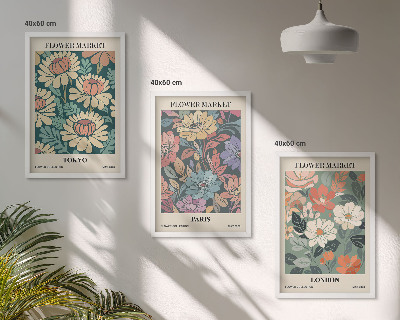 Composizione di quadri Poster floreali Tokyo Parigi Londra