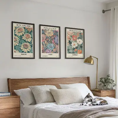 Composizione di quadri con poster floreali di Tokyo, Parigi e Londra