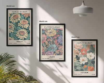 Composizione di quadri Poster floreali Tokyo Parigi Londra