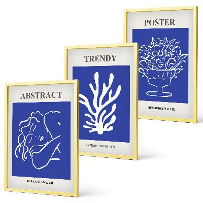 Composizione di quadri con eleganti poster blu