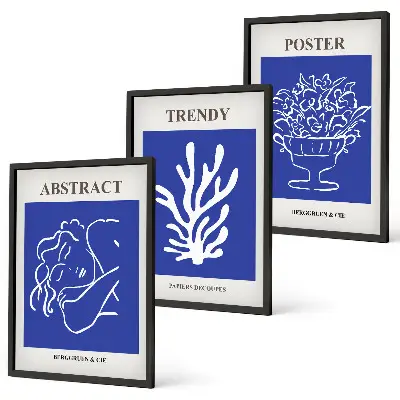 Composizione di quadri con eleganti poster blu