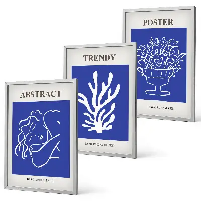 Composizione di quadri con eleganti poster blu