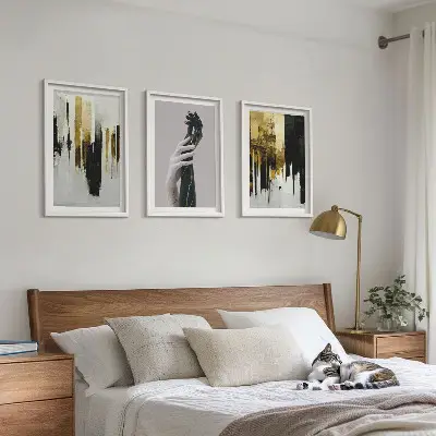 Set di quadri incorniciati con motivi astratti dipinti a mano
