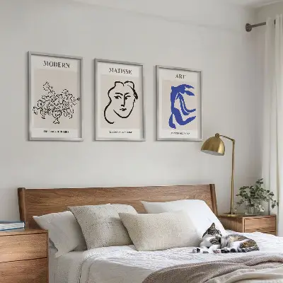 Set di 3 quadri con stampe astratte minimaliste