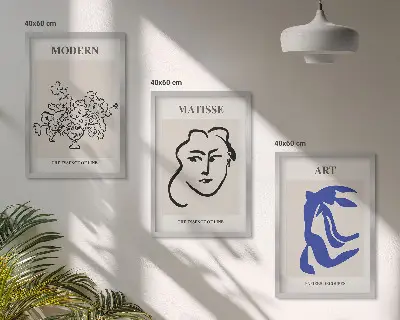 Set di 3 quadri con stampe astratte minimaliste