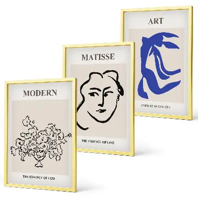 Set di 3 quadri con stampe astratte minimaliste