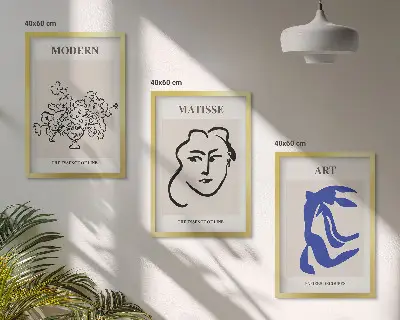 Set di 3 quadri con stampe astratte minimaliste