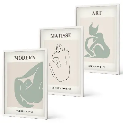 Set di 3 quadri con figure astratte sui toni pastello