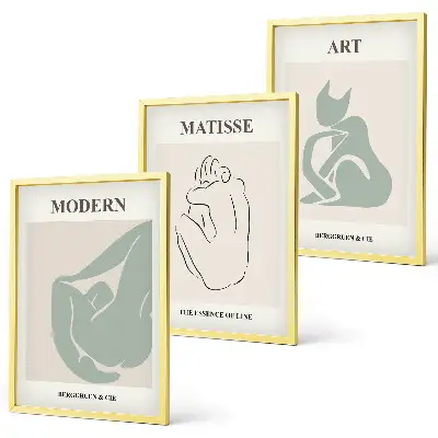 Set di 3 quadri con figure astratte sui toni pastello
