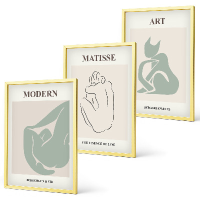 Set di 3 quadri Figure astratte dai colori pastello