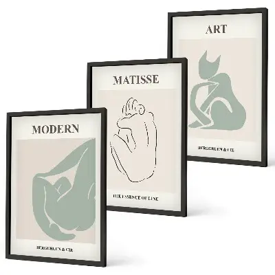 Set di 3 quadri con figure astratte sui toni pastello