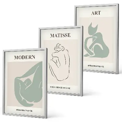 Set di 3 quadri con figure astratte sui toni pastello