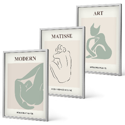 Set di 3 quadri Figure astratte dai colori pastello