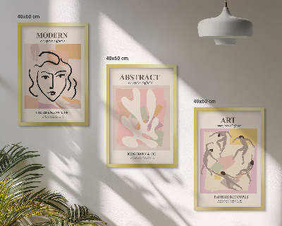 Set di 3 quadri Ritratti eleganti dai toni pastello