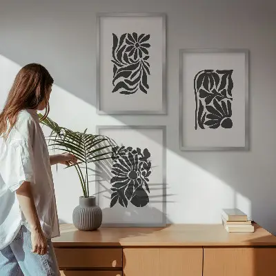 Composizione di quadri con motivi di piante astratte