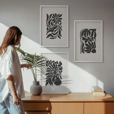 Composizione di quadri con motivi di piante astratte