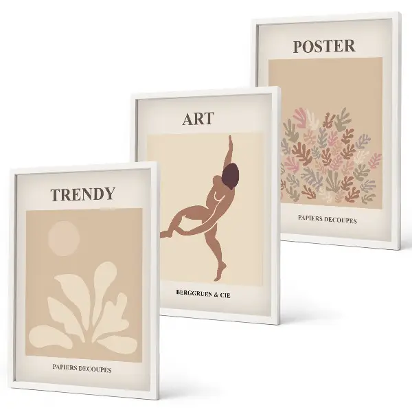 Set di quadri incorniciati ispirato alle forme astratte di Matisse