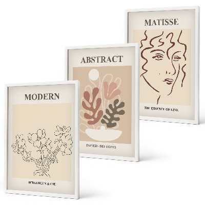 Set di 3 quadri Linee di piante moderne