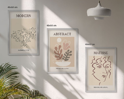 Set di 3 quadri Linee di piante moderne
