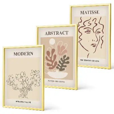 Set di 3 quadri con linee di piante moderne