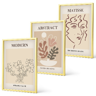 Set di 3 quadri Linee di piante moderne