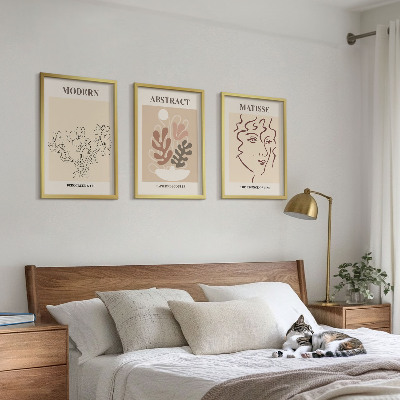 Set di 3 quadri Linee di piante moderne