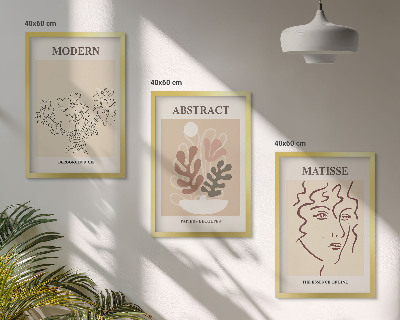 Set di 3 quadri Linee di piante moderne