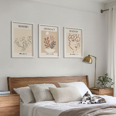 Set di 3 quadri Linee di piante moderne