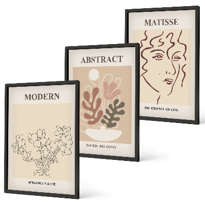 Set di 3 quadri Linee di piante moderne