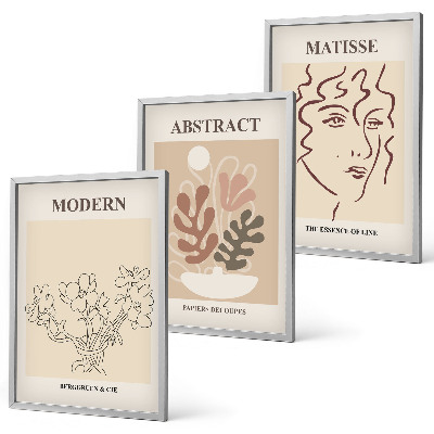 Set di 3 quadri Linee di piante moderne