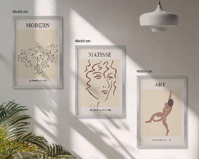Set di 3 quadri Grafica elegante di personaggi floreali