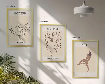 Set di 3 quadri con grafica elegante di personaggi floreali