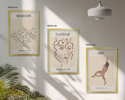Set di 3 quadri Grafica elegante di personaggi floreali