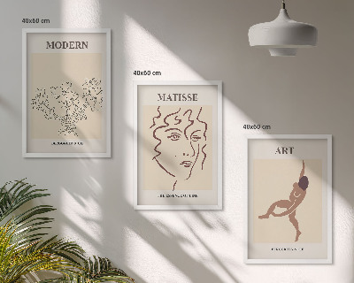 Set di 3 quadri Grafica elegante di personaggi floreali