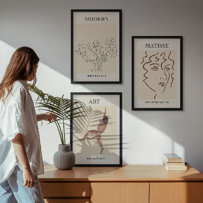 Set di 3 quadri Grafica elegante di personaggi floreali