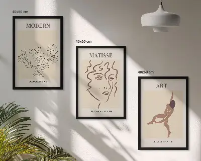 Set di 3 quadri con grafica elegante di personaggi floreali
