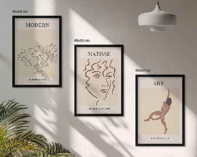 Set di 3 quadri Grafica elegante di personaggi floreali