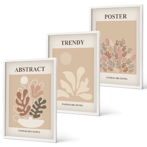Composizione di quadri Motivi vegetali beige marrone