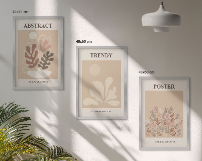 Composizione di quadri Motivi vegetali beige marrone