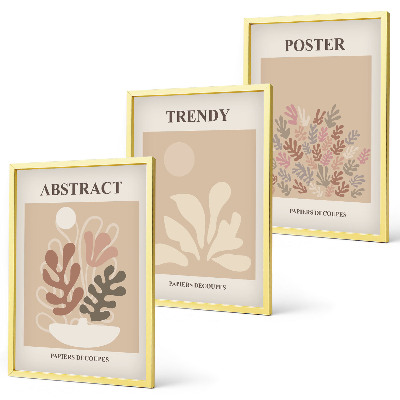 Composizione di quadri Motivi vegetali beige marrone