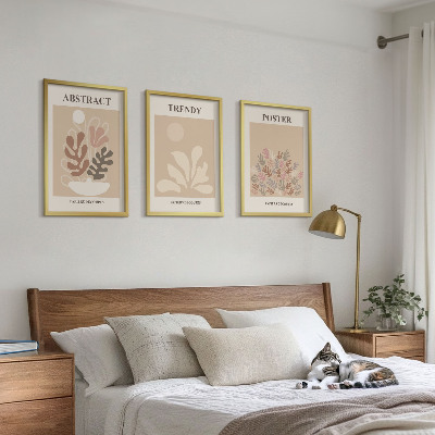 Composizione di quadri Motivi vegetali beige marrone