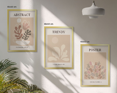 Composizione di quadri Motivi vegetali beige marrone