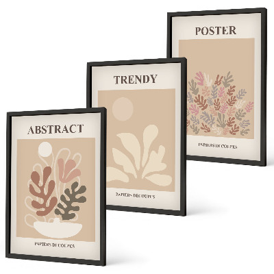 Composizione di quadri Motivi vegetali beige marrone