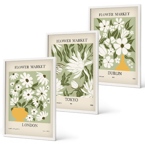 Set di quadri incorniciati Motivi floreali Londra Tokyo Dublino