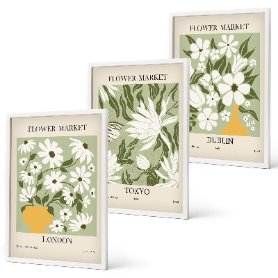 Set di quadri incorniciati Motivi floreali Londra Tokyo Dublino