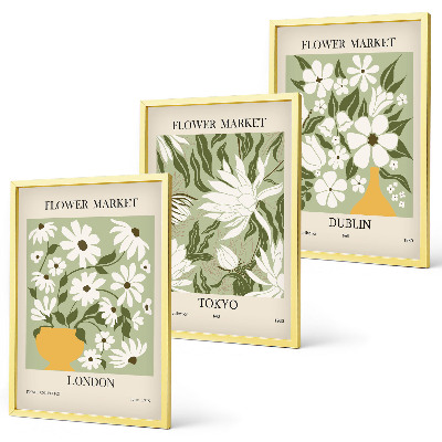 Set di quadri incorniciati Motivi floreali Londra Tokyo Dublino
